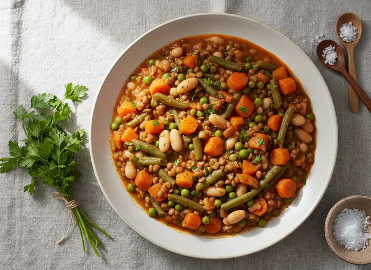 Guiso de lentejas con verduras photo
