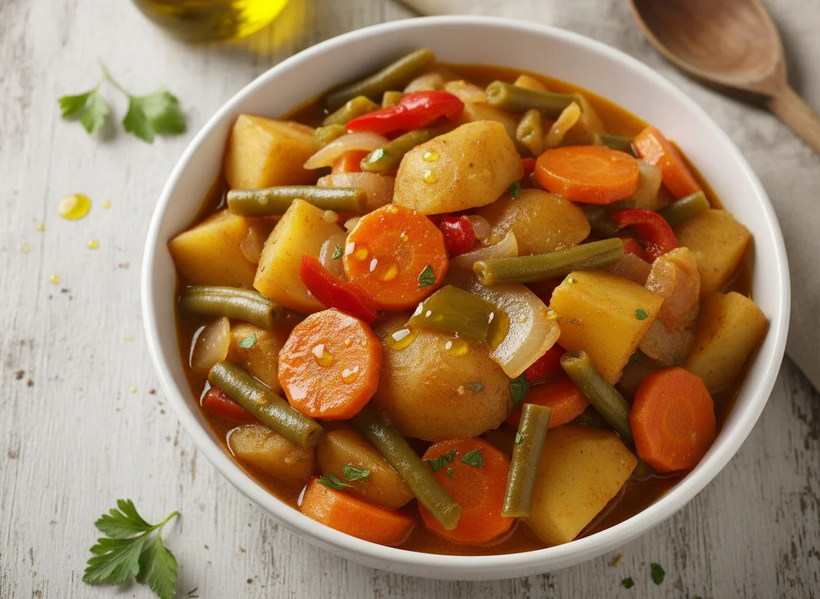 Guiso de patatas con verduras photo
