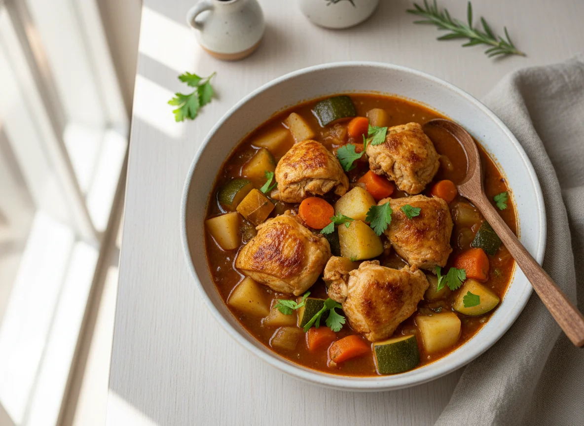Guiso de verduras con pollo photo