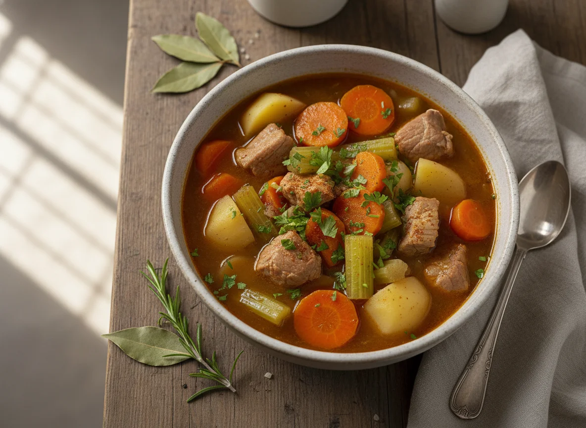 Guiso de verduras y carne photo
