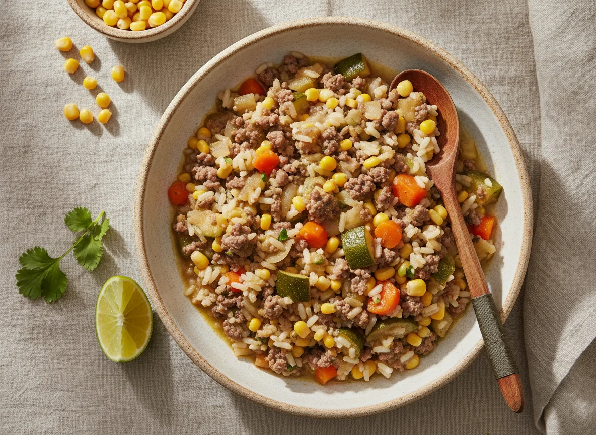 Guiso de zapallitos italianos con arroz photo