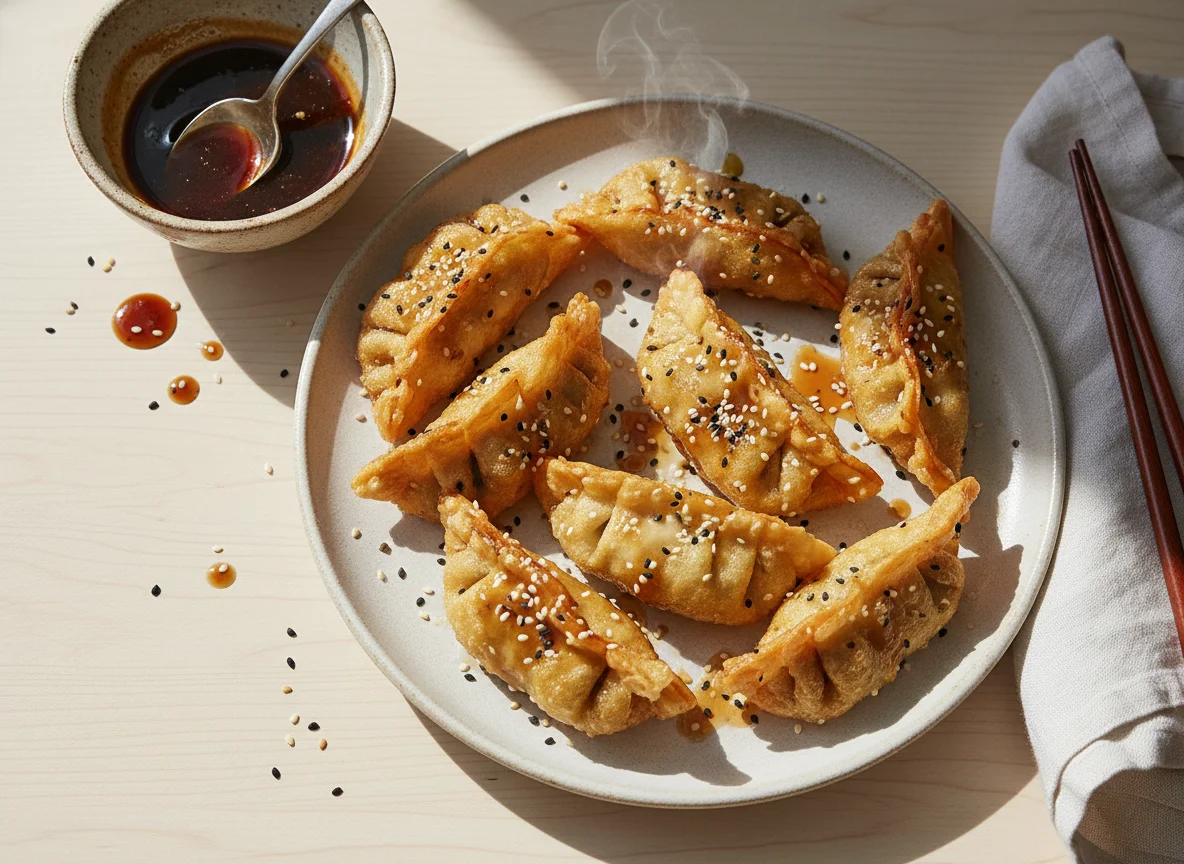 Gyoza fritas con sésamo photo
