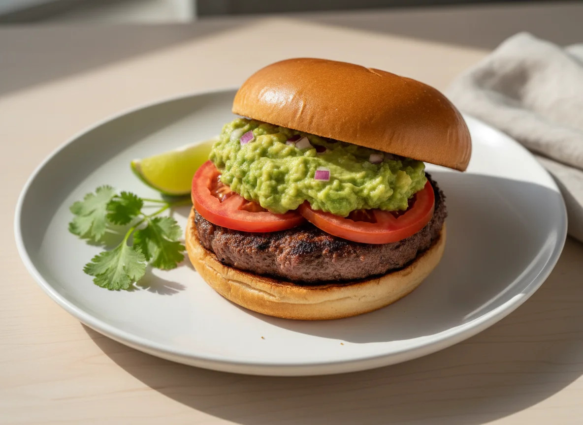 Hamburguesa con aguacate y tomate photo