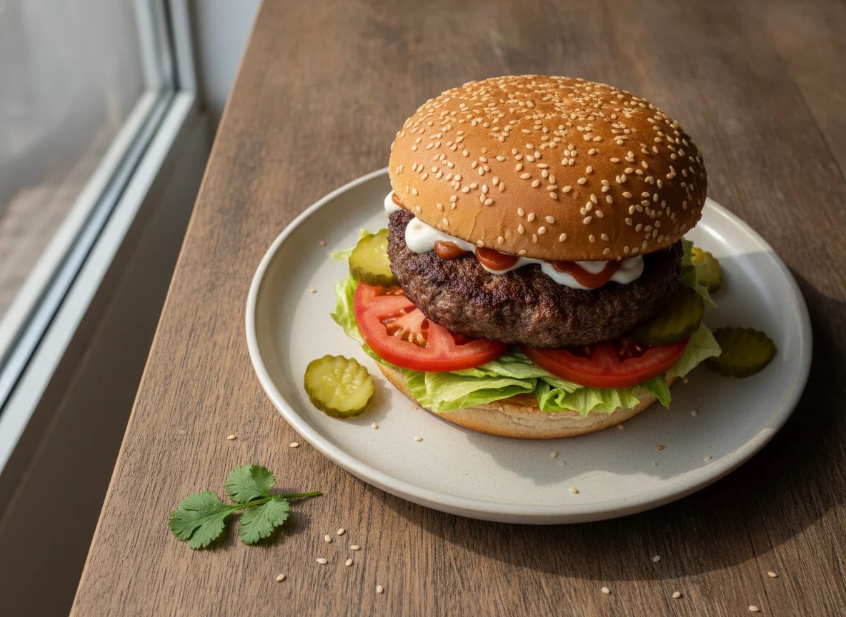 Hamburguesa con ajonjolí photo