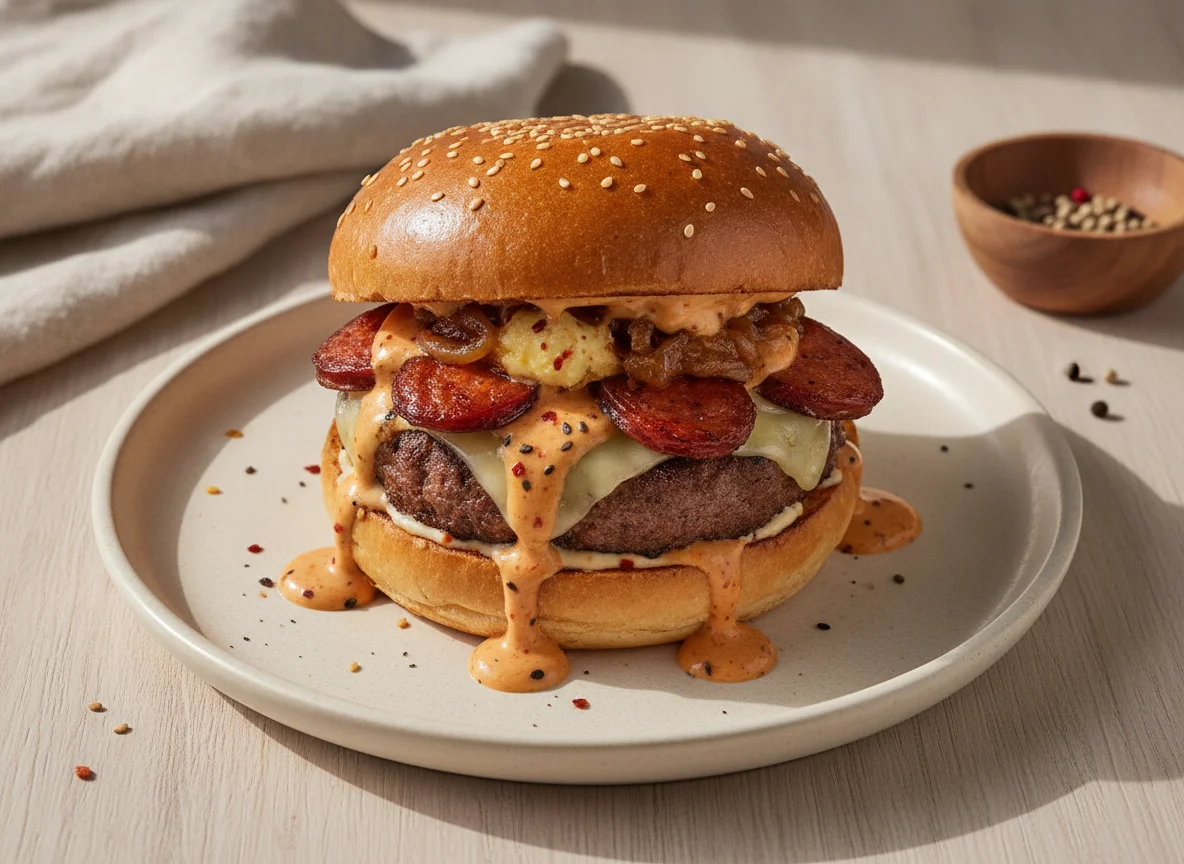 Hamburguesa con blend de carnes maduradas y chorizo photo