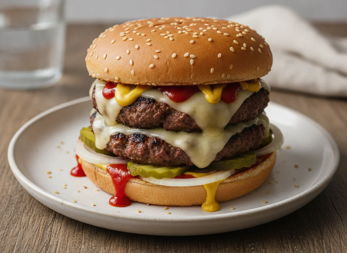 Hamburguesa con doble carne y queso photo