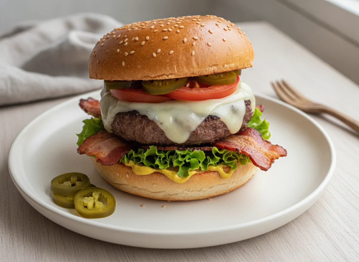 Hamburguesa con jalapeños photo