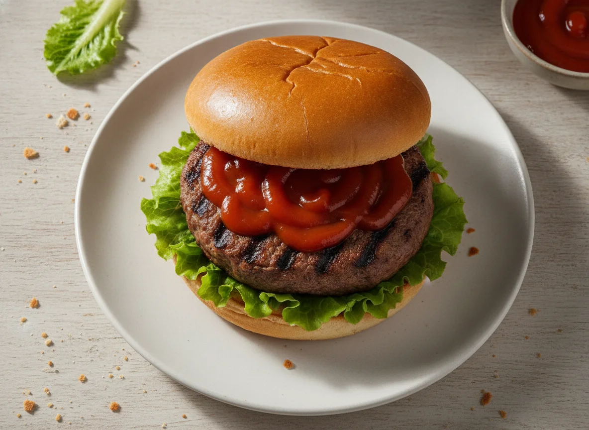Hamburguesa con lechuga y salsa photo