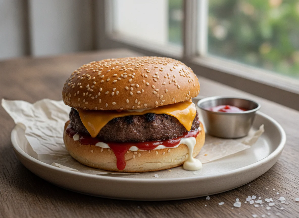 Hamburguesa con pan de sésamo photo