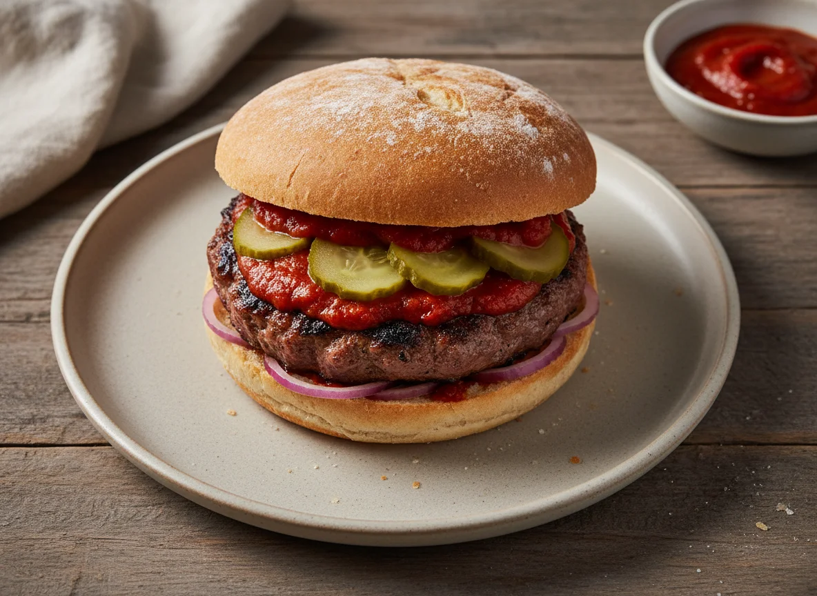 Hamburguesa con pan rústico photo