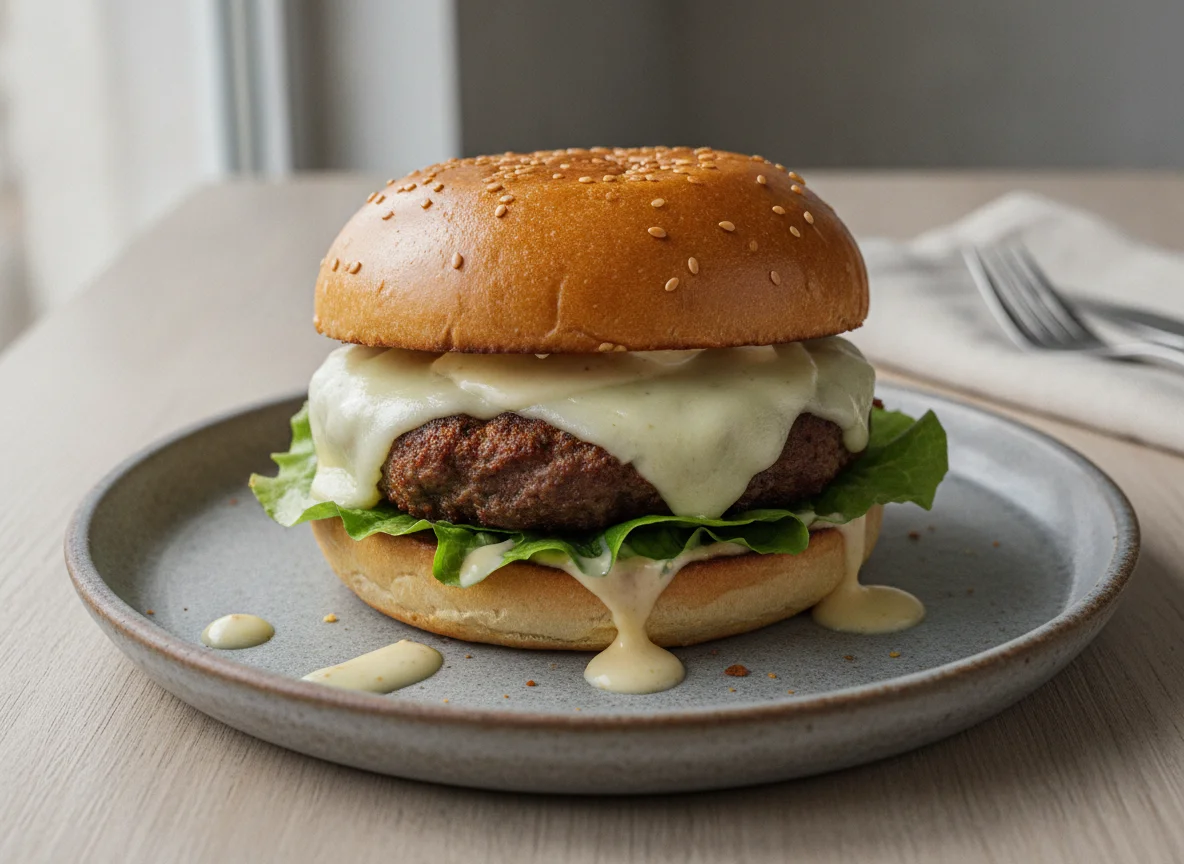Hamburguesa con queso fundido photo