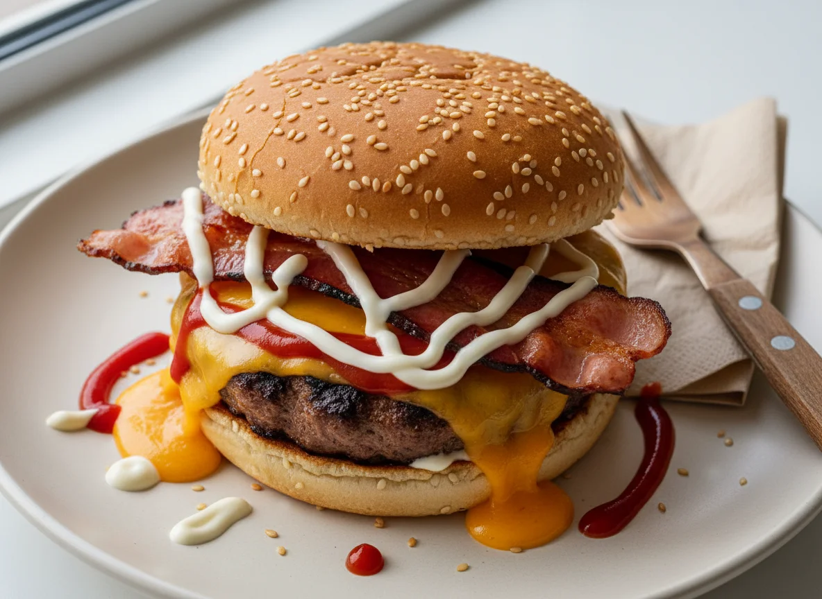 Hamburguesa con queso y bacon photo
