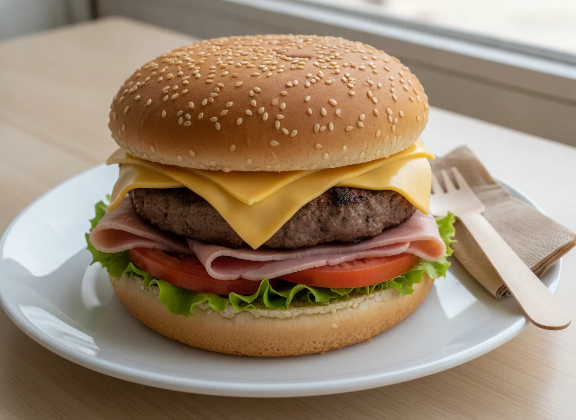 Hamburguesa con queso y jamón photo