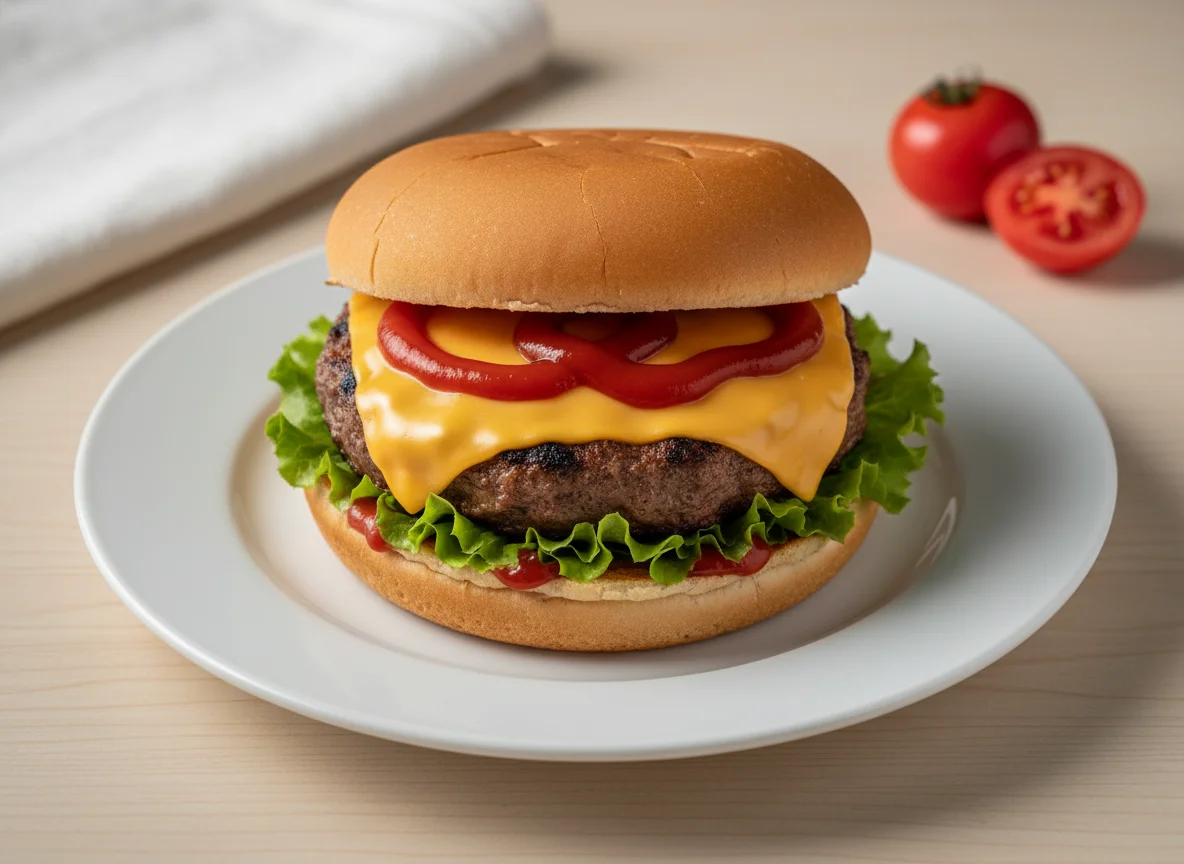 Hamburguesa con queso y lechuga photo