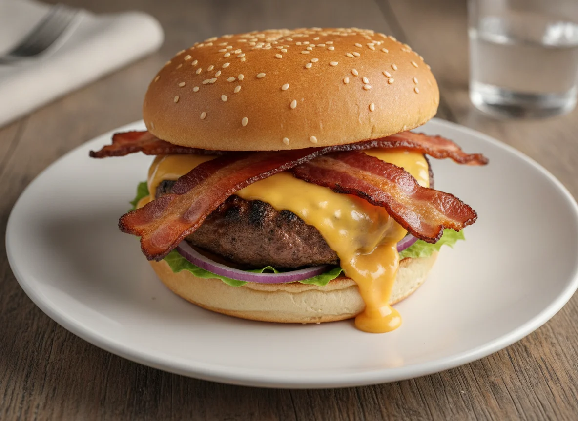 Hamburguesa con queso y tocino photo