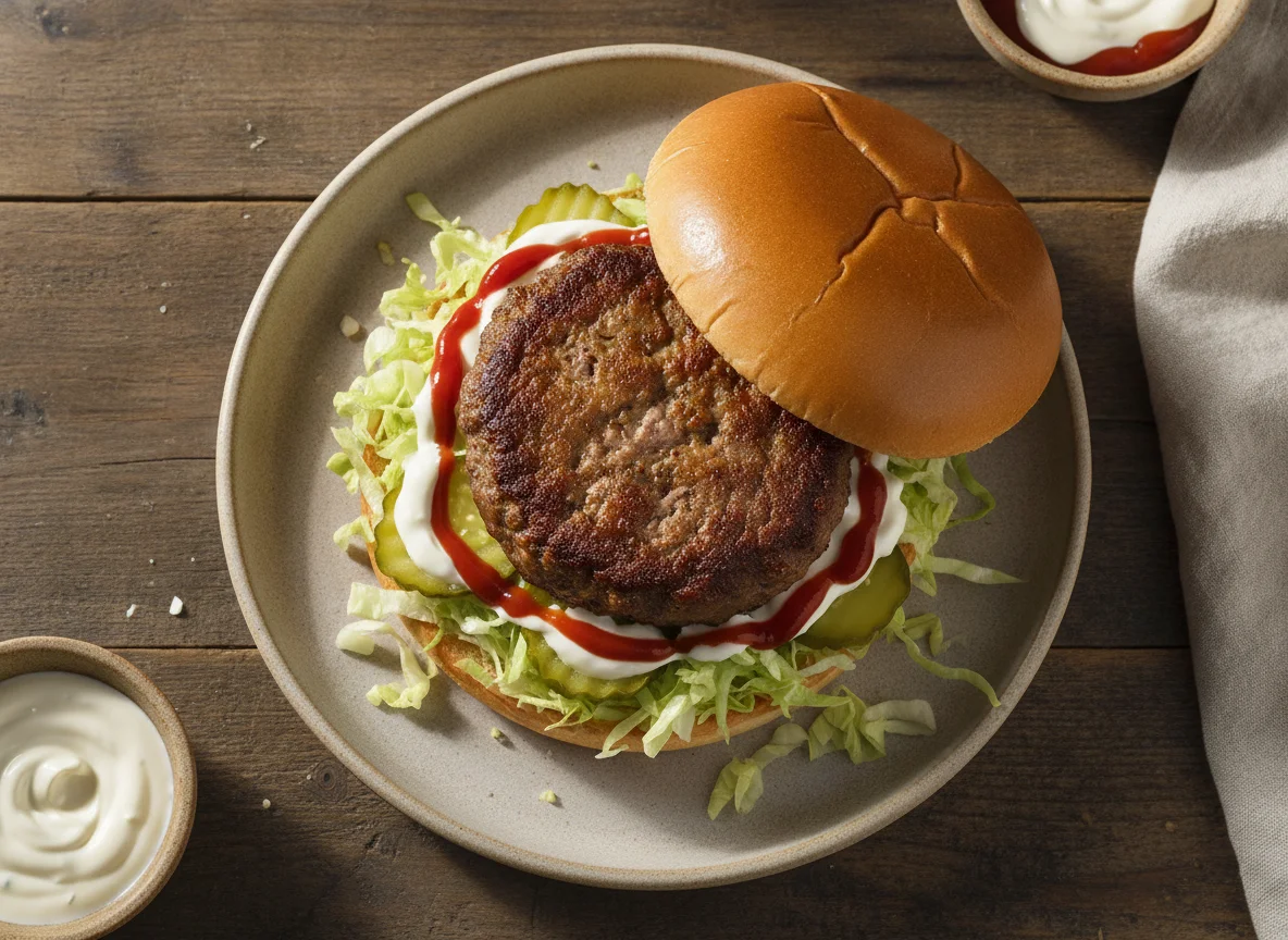 Hamburguesa con salsas photo