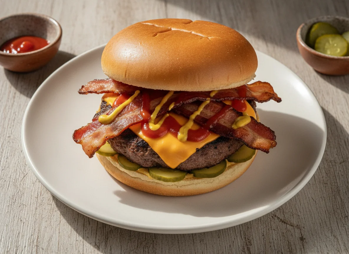 Hamburguesa con tocineta y queso photo