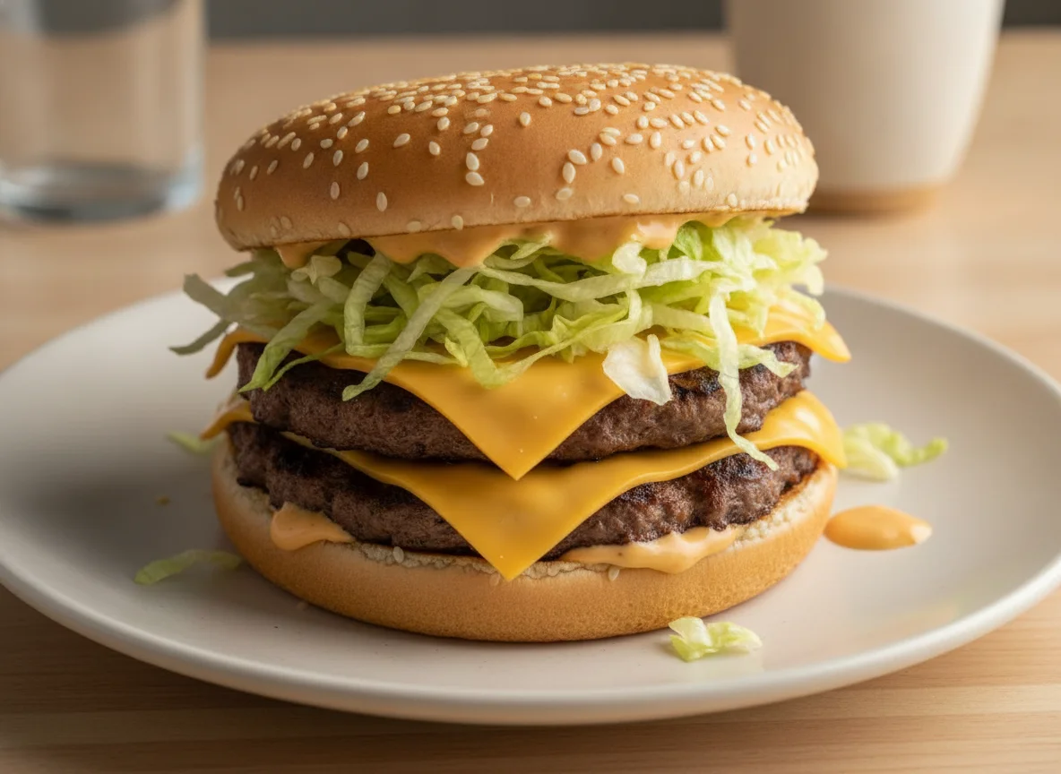 Hamburguesa doble con queso y lechuga photo