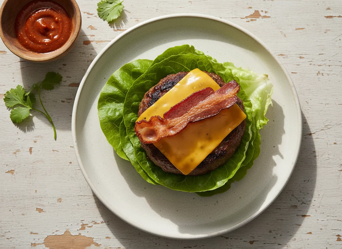 Hamburguesa envuelta en lechuga photo