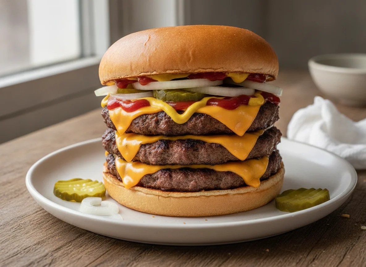 Hamburguesa triple con queso photo