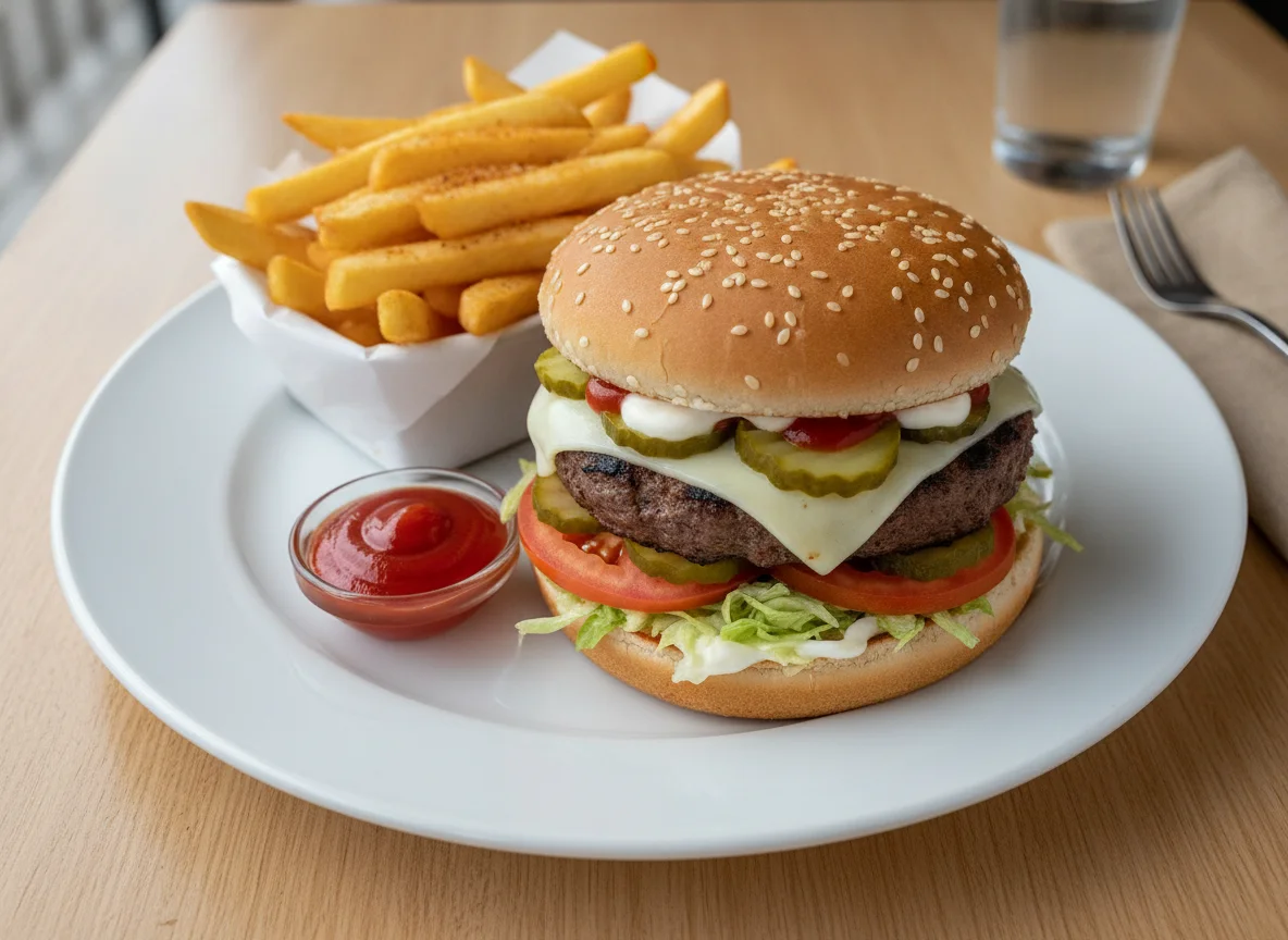 Hamburguesa Whopper con papas fritas photo