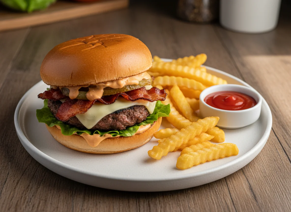 Hamburguesa y Papas Fritas photo