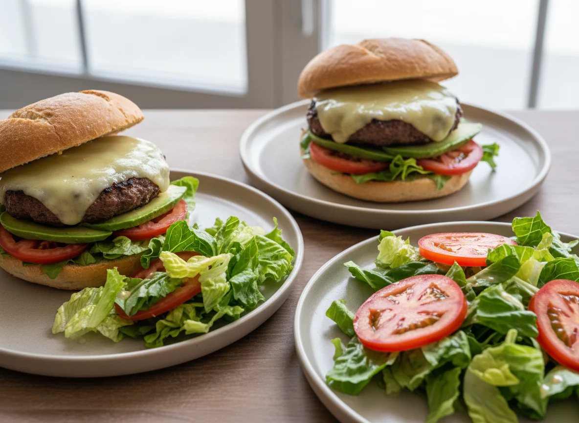 Hamburguesas con ensalada photo