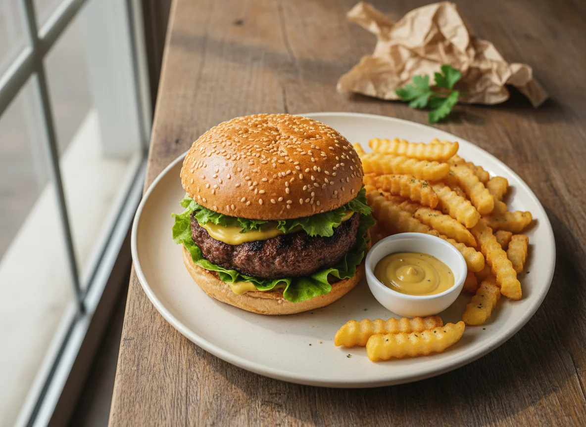 Hamburguesas con papas fritas photo