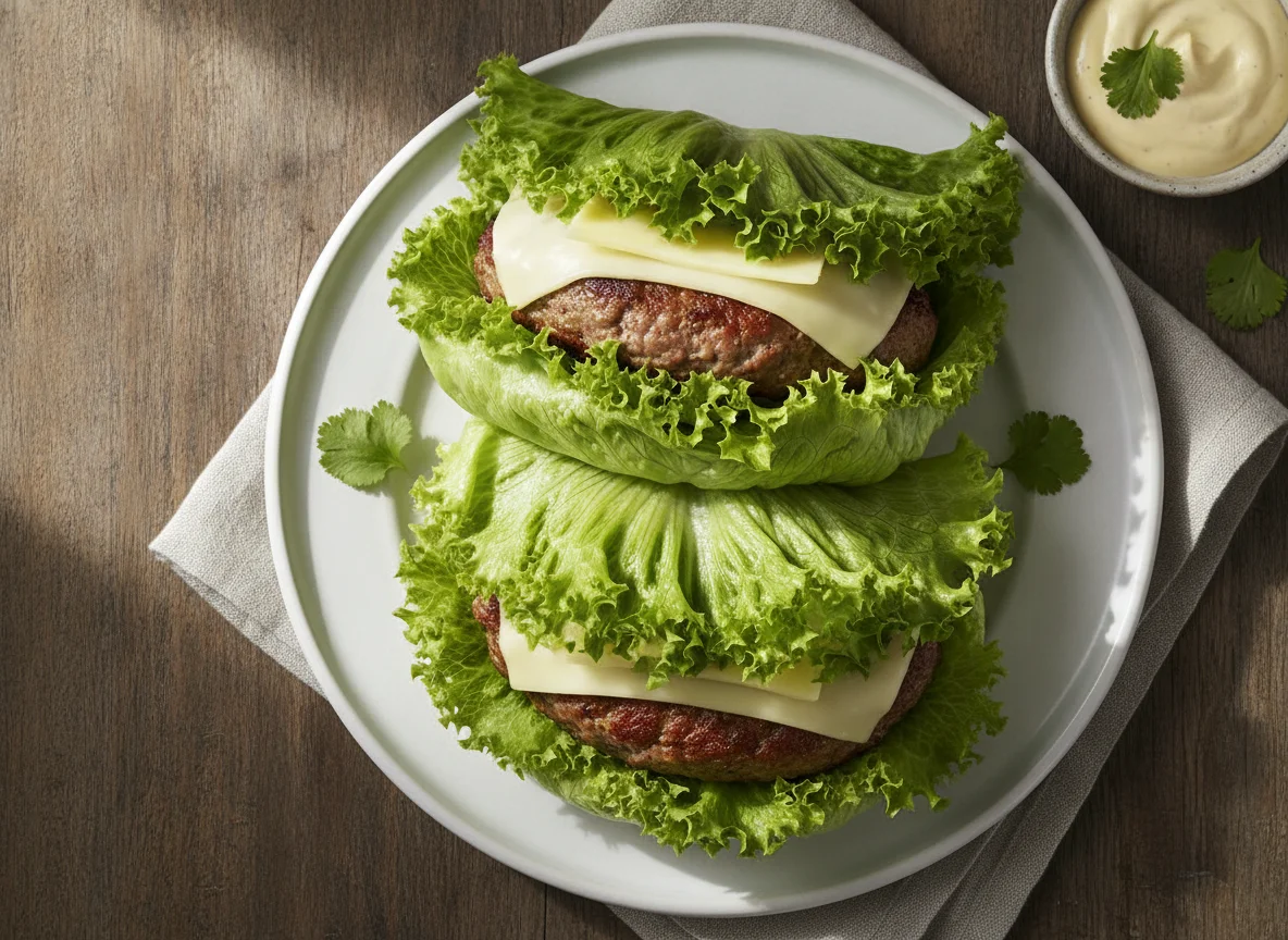 Hamburguesas envueltas en lechuga photo
