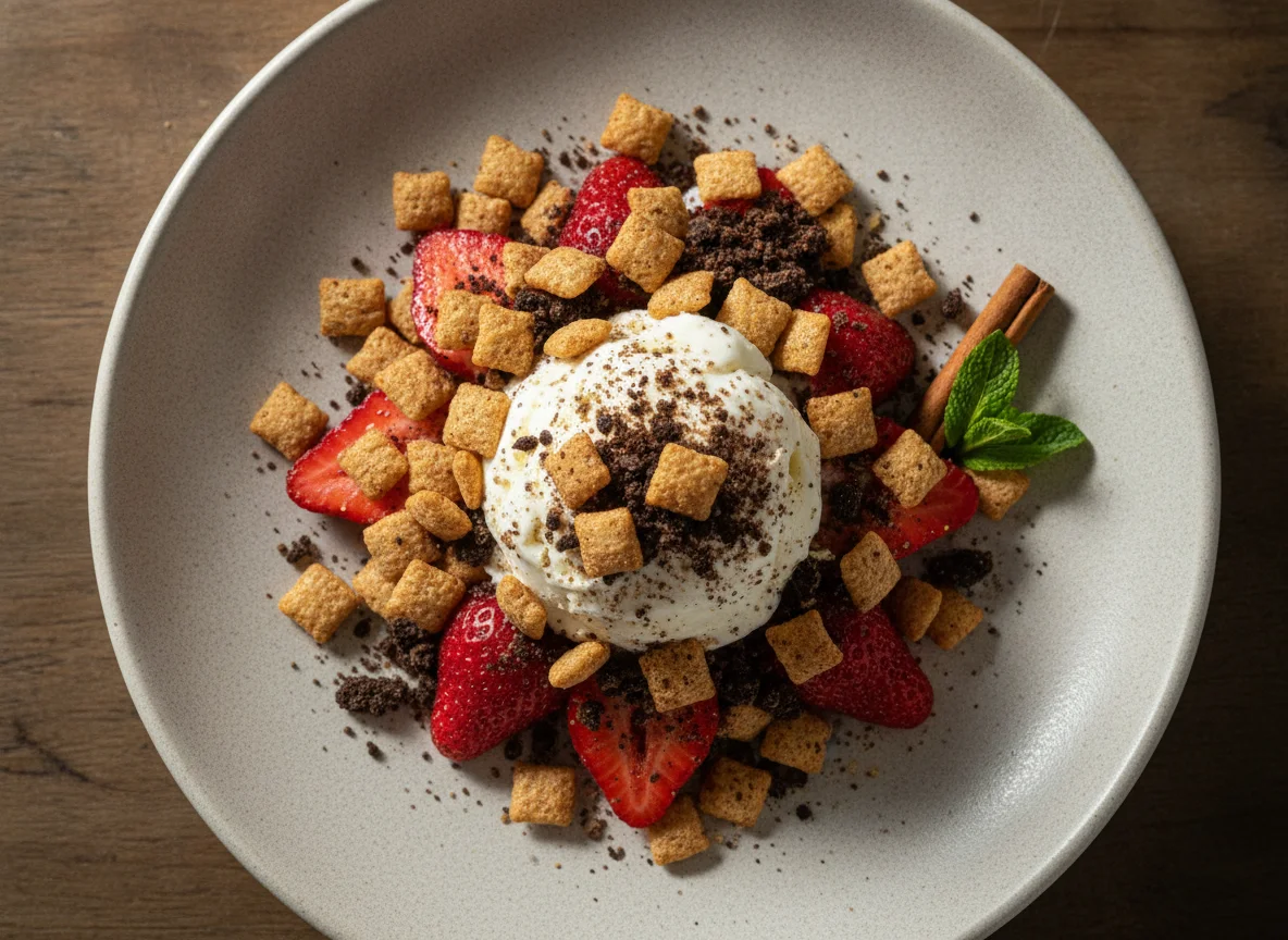 Helado de yogurt con fresas y toppings photo