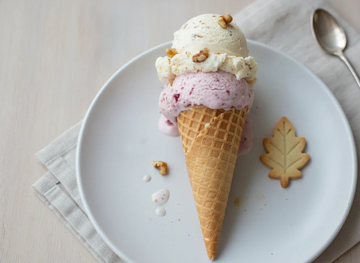 Helado doble en cono photo