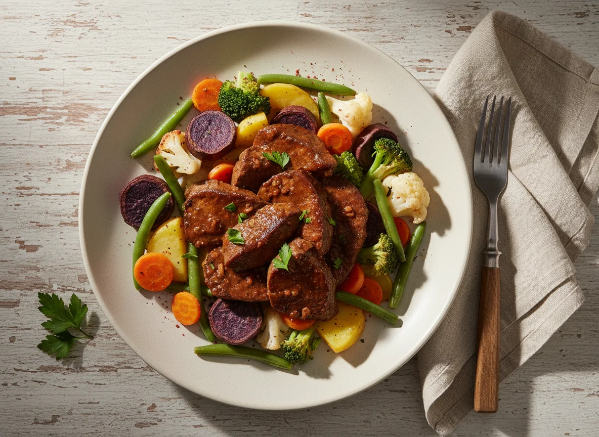 Hígado con verduras air fryer photo