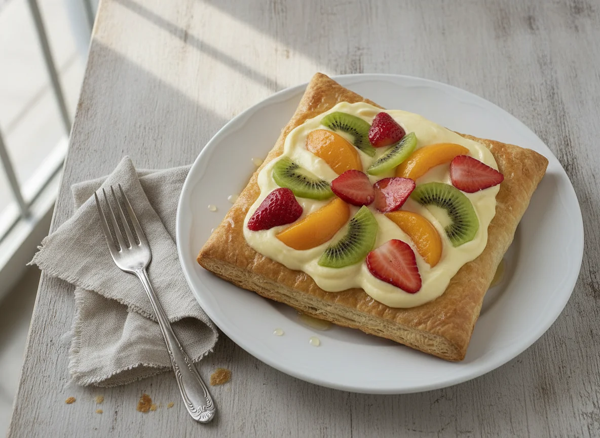 Hojaldre de frutas con crema pastelera photo