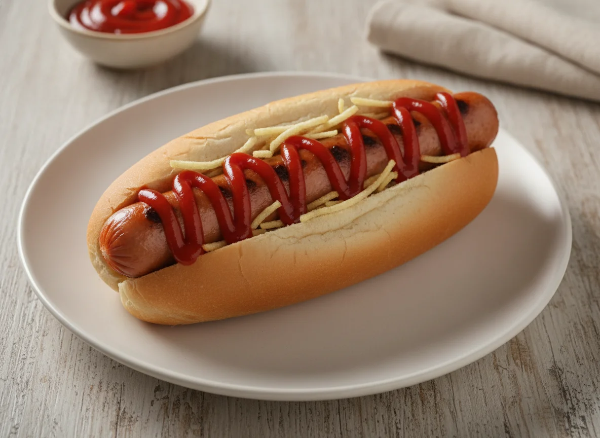 Hot dog con catsup photo