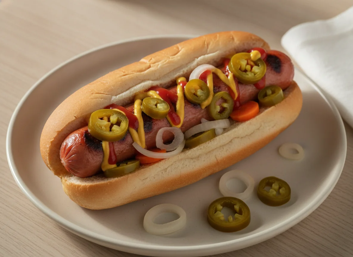 Hot dog con chiles photo