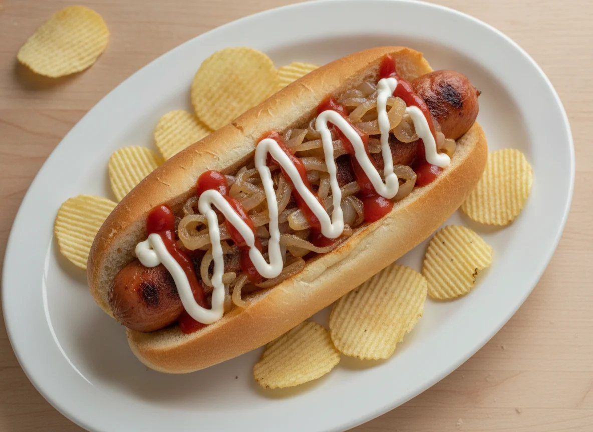 Hot dog con papas fritas photo