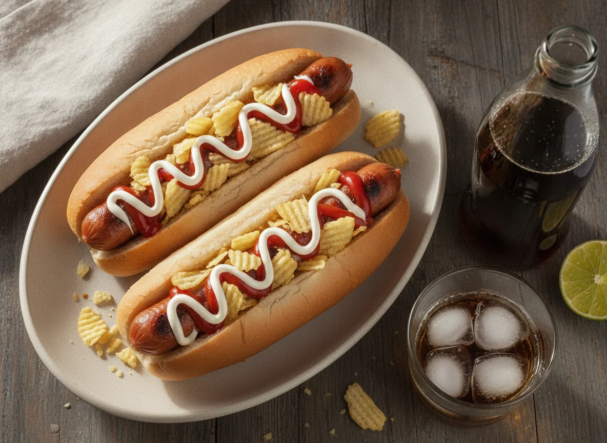 Hot dogs con refresco de cola photo