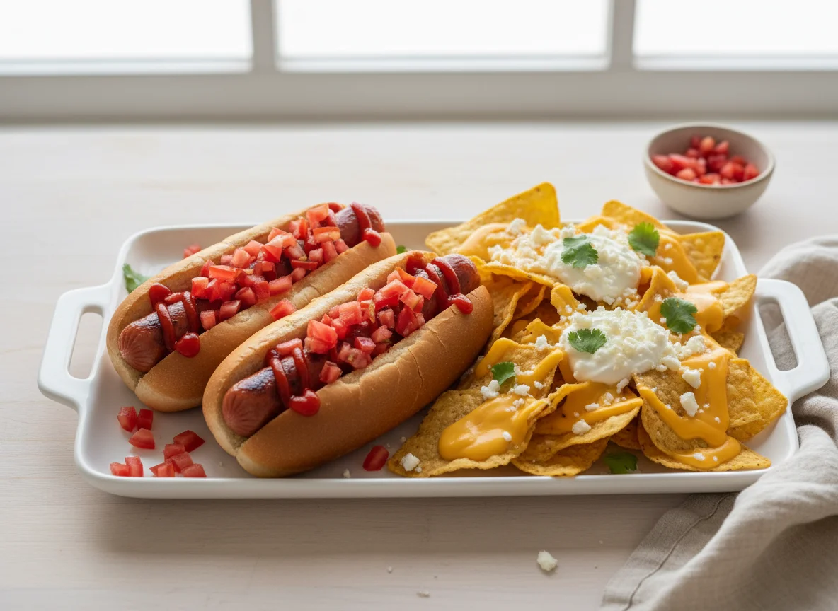 Hot dogs y nachos photo