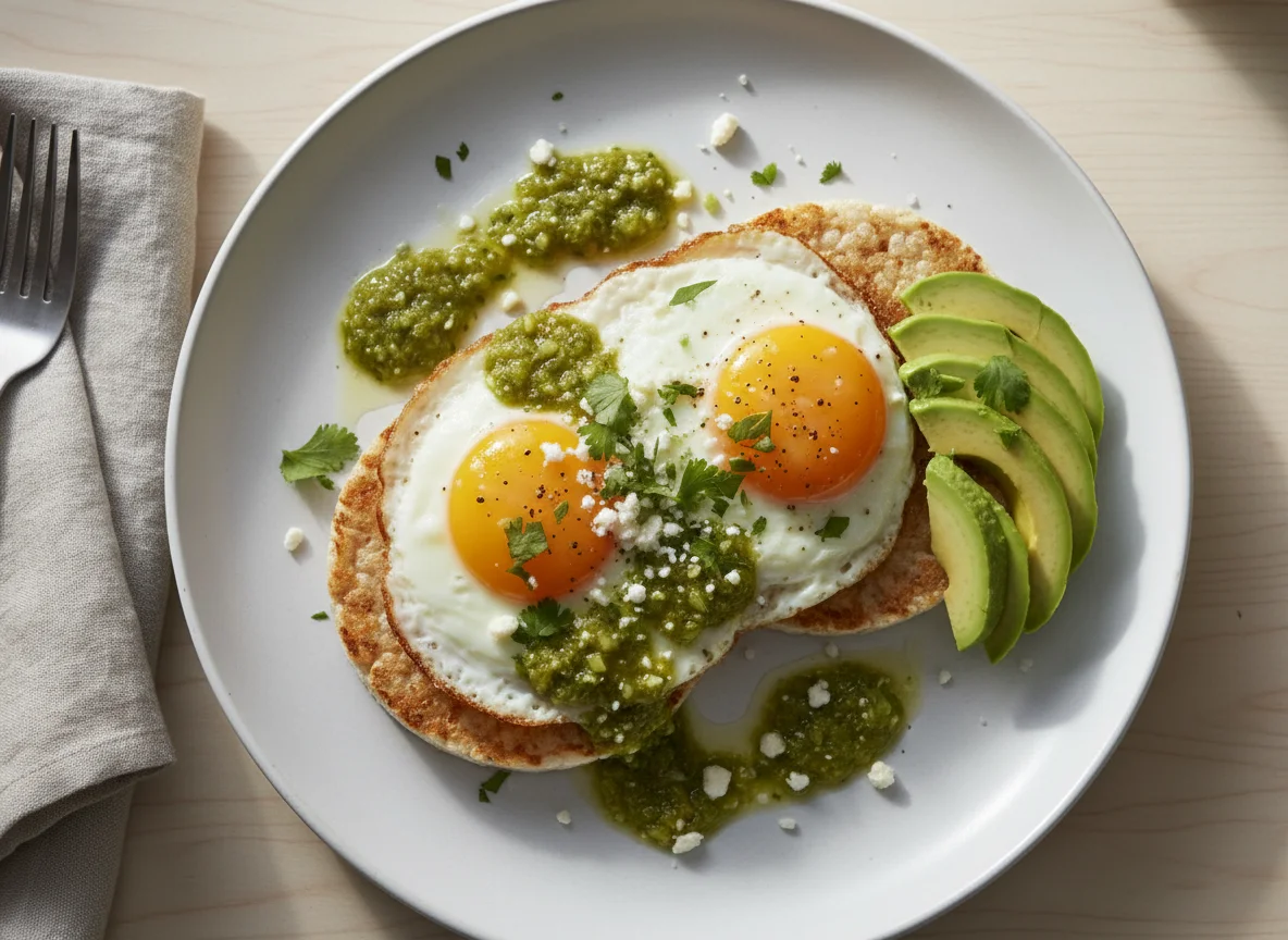 Huevo con aguacate sobre tortitas de arroz photo