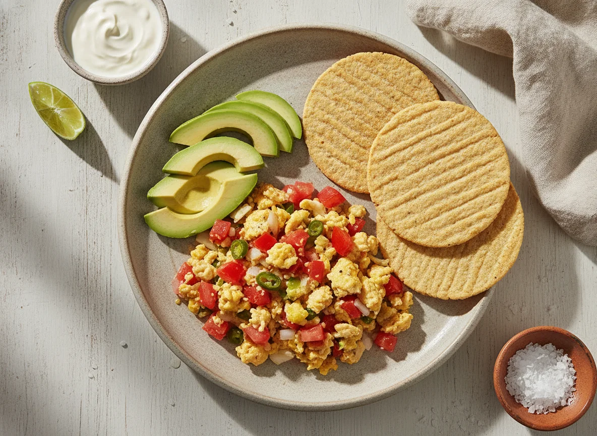 Huevos a la mexicana con aguacate y tostadas Salmas photo