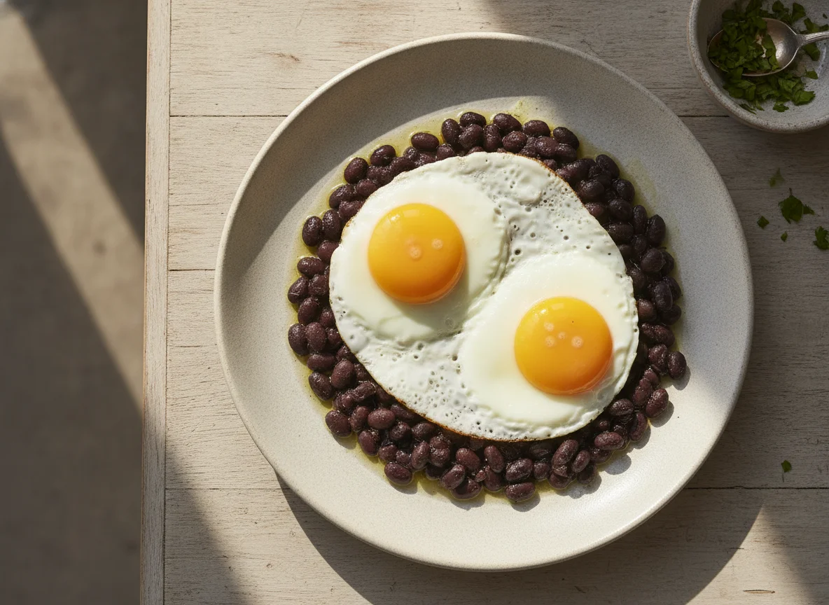 Huevos con frijoles negros photo
