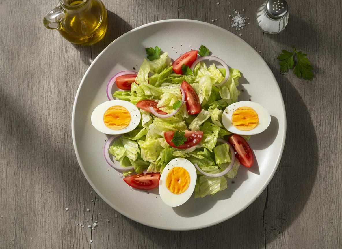 Huevos duros con ensalada photo