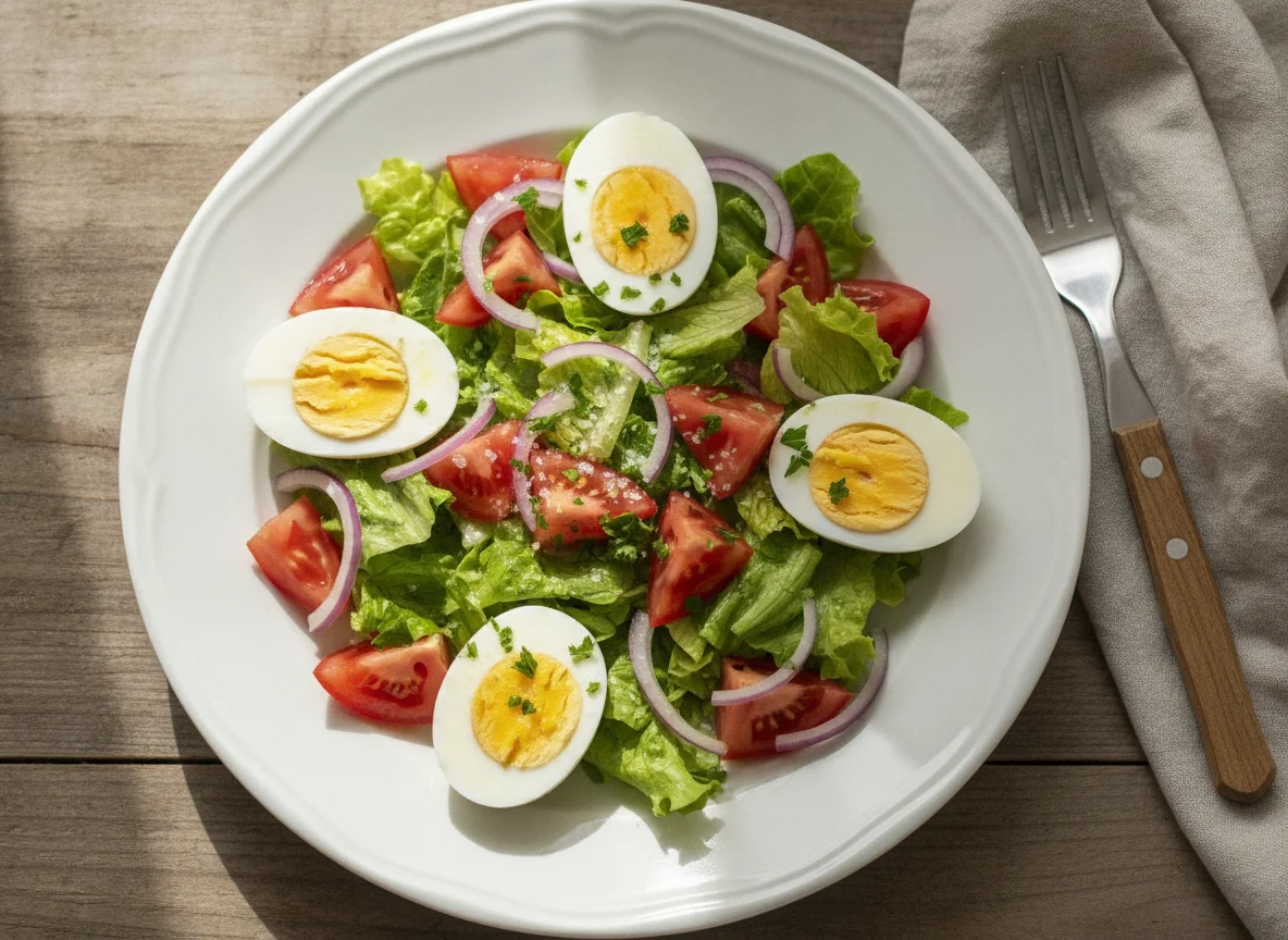 Huevos duros y ensalada photo