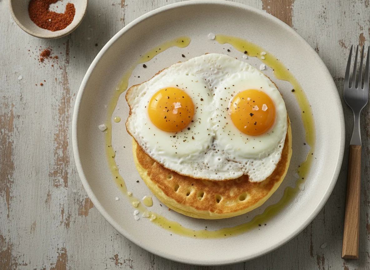 Huevos estrellados con hot cake photo