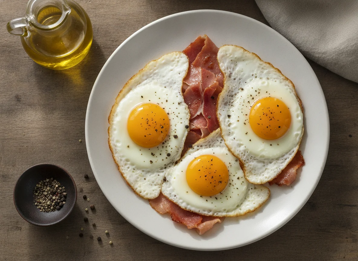 Huevos fritos con jamón photo