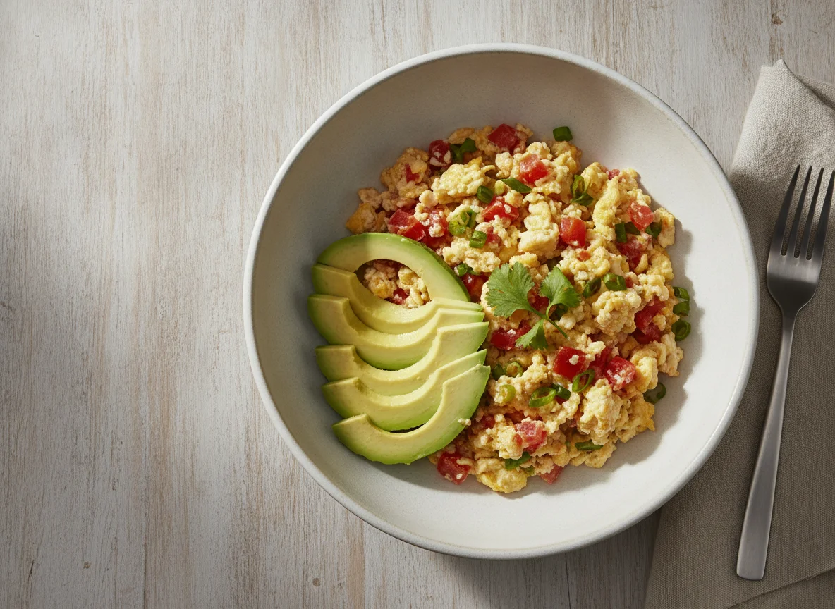 Huevos pericos con aguacate photo