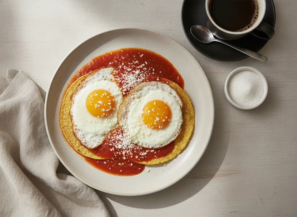 Huevos rancheros con café photo