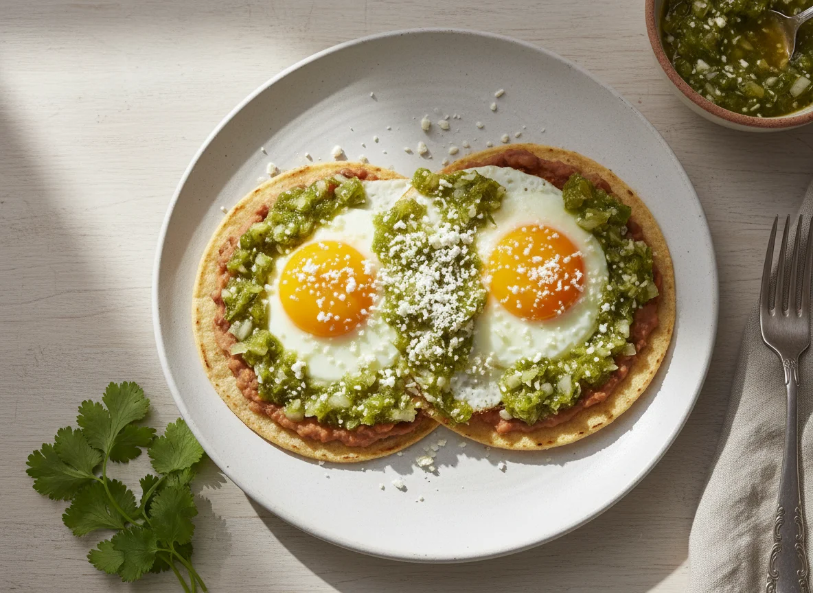 Huevos rancheros con salsa verde photo