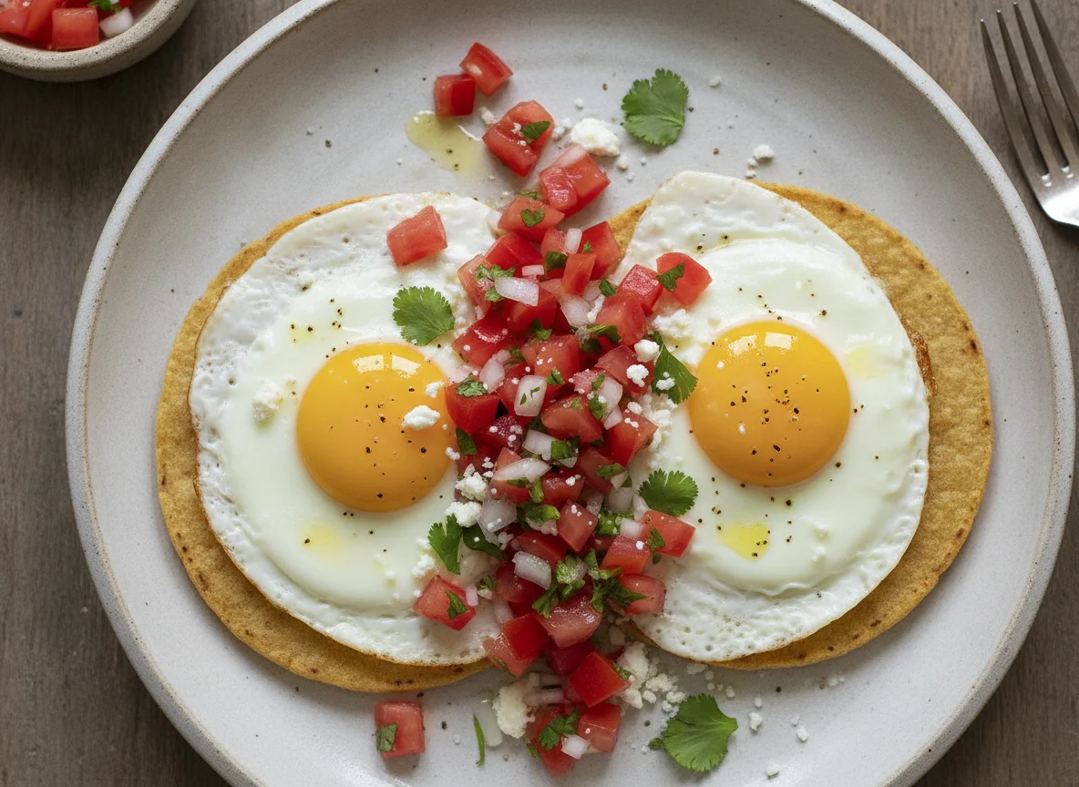 Huevos rancheros sobre tostadas photo