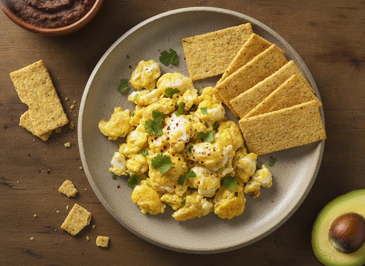 Huevos revueltos con galletas de maíz Salmas photo